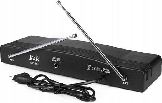 Karaoke set 2 draadloze microfoons en receiver Zwart