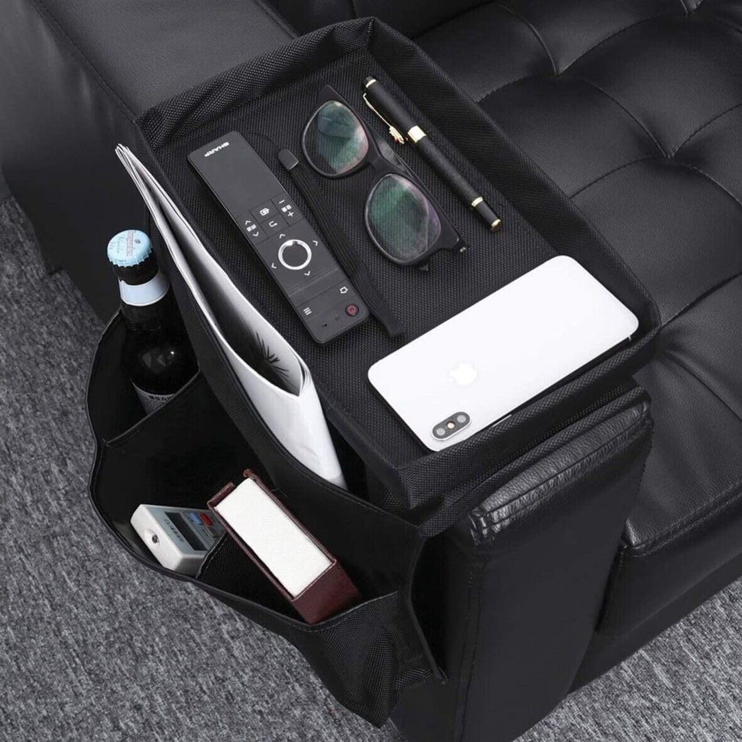 Sofa Armsteun Organizer Met Bekerhouder Lade, Bank Caddy TV Afstandsbediening Opslag Houder voor Mobiele Tabletten Tijdschriften Boek Bril Kabels Drinker Snacks Houder Pouch