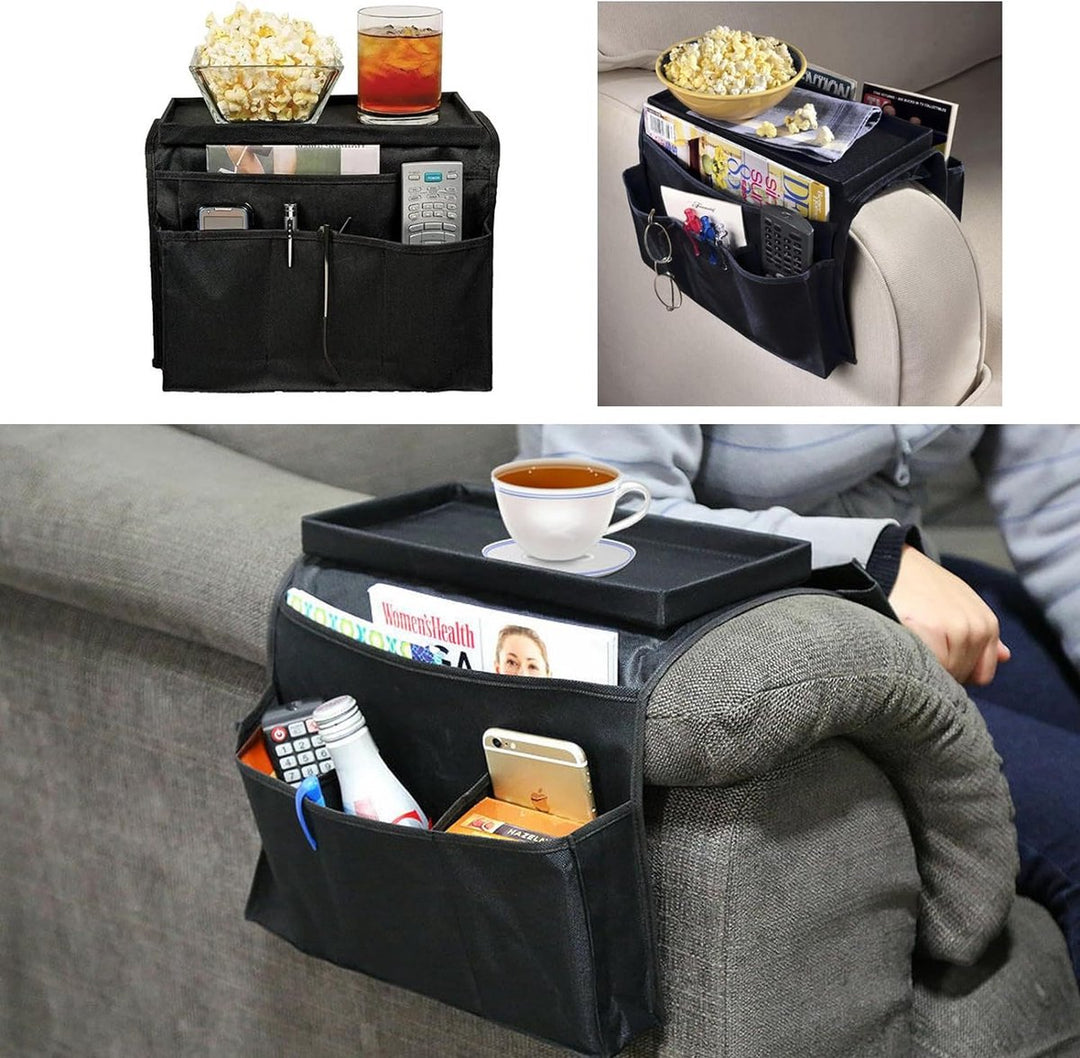 Sofa Armsteun Organizer Met Bekerhouder Lade, Bank Caddy TV Afstandsbediening Opslag Houder voor Mobiele Tabletten Tijdschriften Boek Bril Kabels Drinker Snacks Houder Pouch