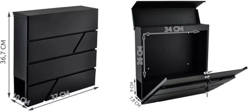 Malatec brievenbus – brievenbus met krantenrol – wandbrievenbus - antraciet