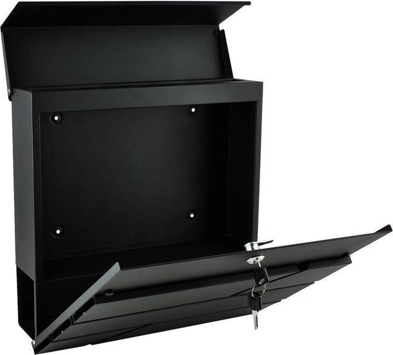 Malatec brievenbus – brievenbus met krantenrol – wandbrievenbus - antraciet