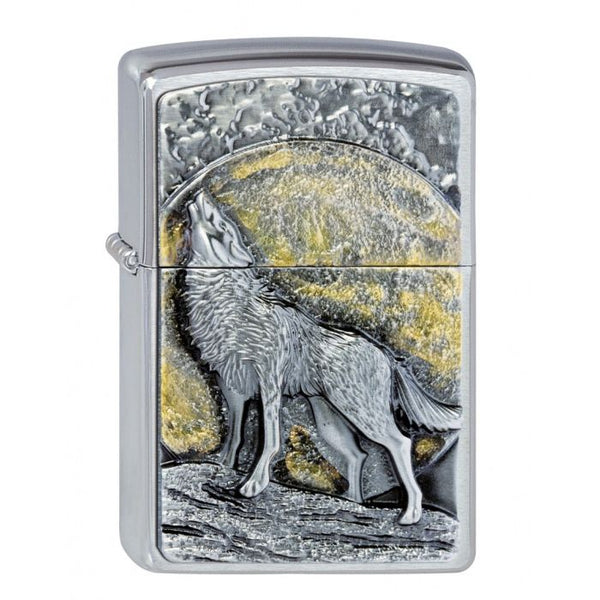 Zippo Designs WOLF AT MOONLIGHT EMBLEM