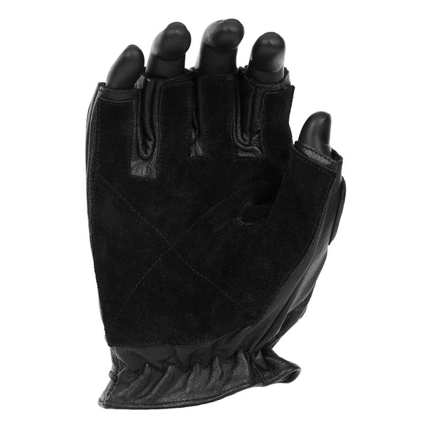 Fostex Politie Handschoen Leder Met Halve Vingers - Mof - Zwart