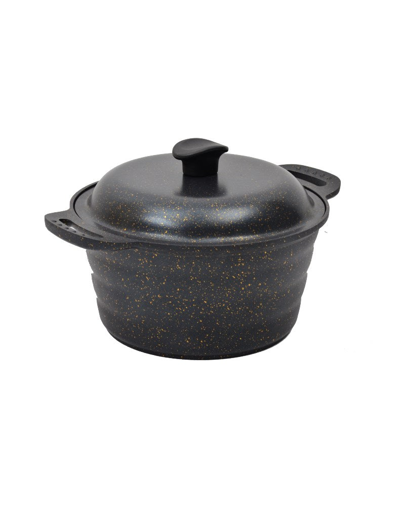 Granieten pan met deksel (24 cm)