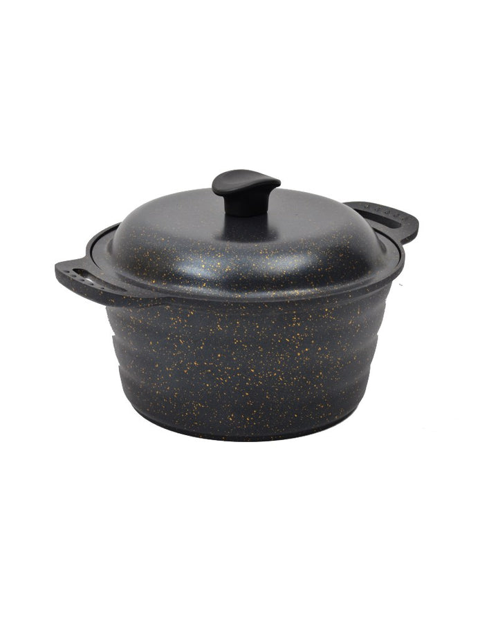 Granieten pan met deksel (24 cm)