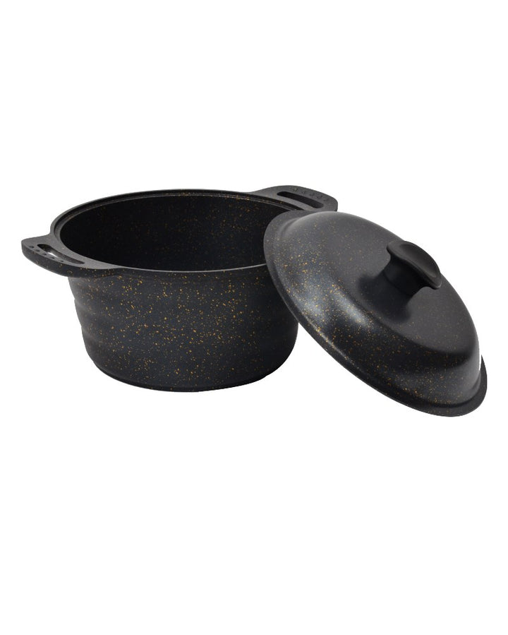 Granieten pan met deksel (24 cm)
