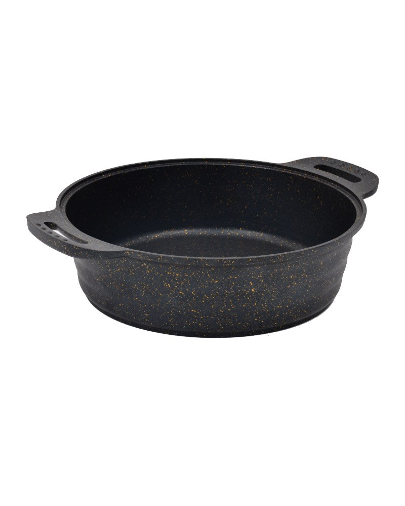 Granieten pan met deksel (28 cm)