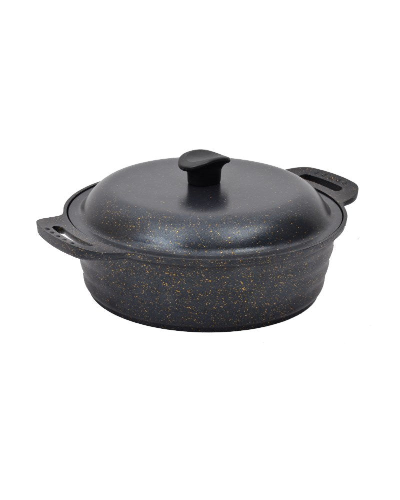 Granieten pan met deksel (28 cm)