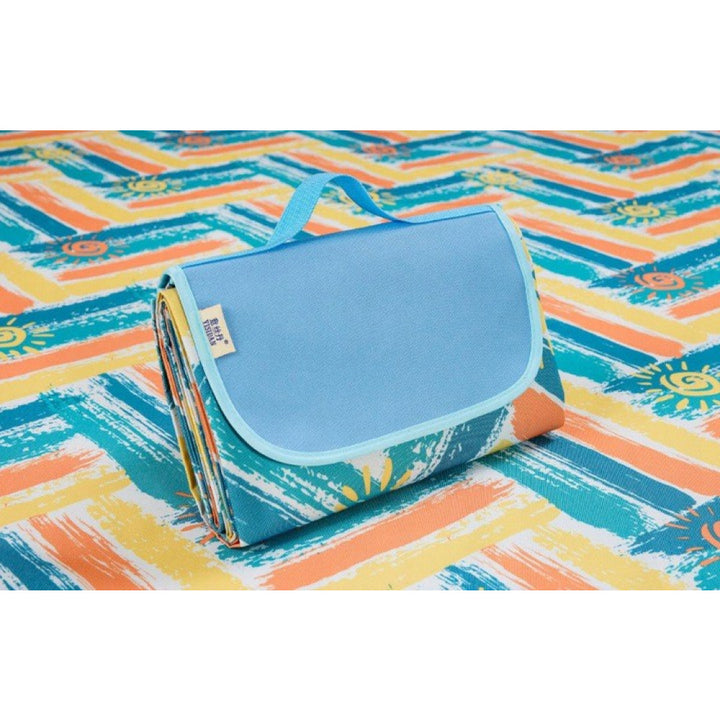Strand/Picknickmat - Blauw Oranje Geel Zon Motief