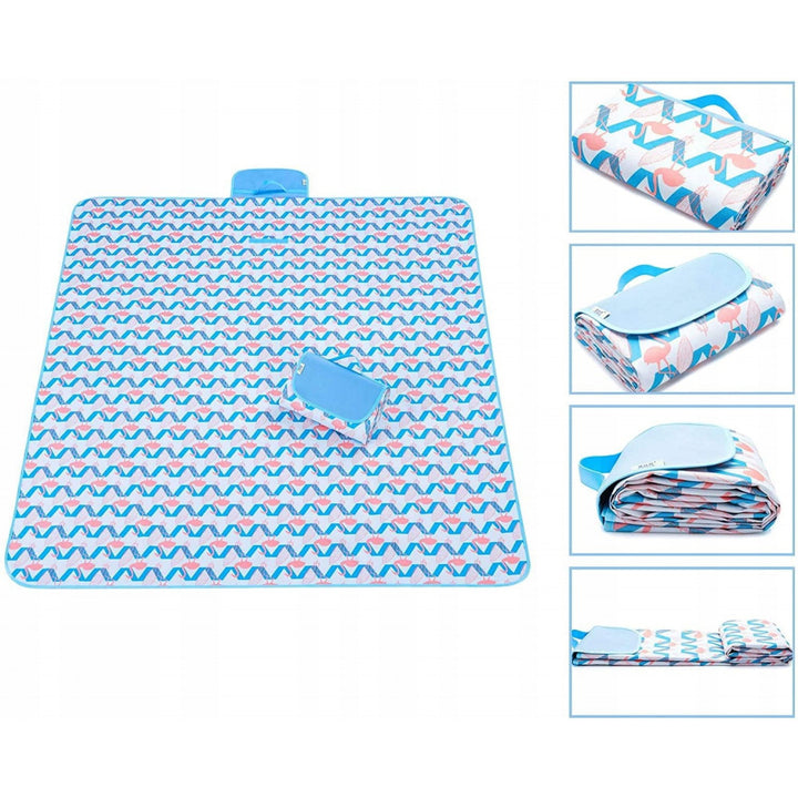 Strand/Picknickmat - Blauw Flamingo Motief