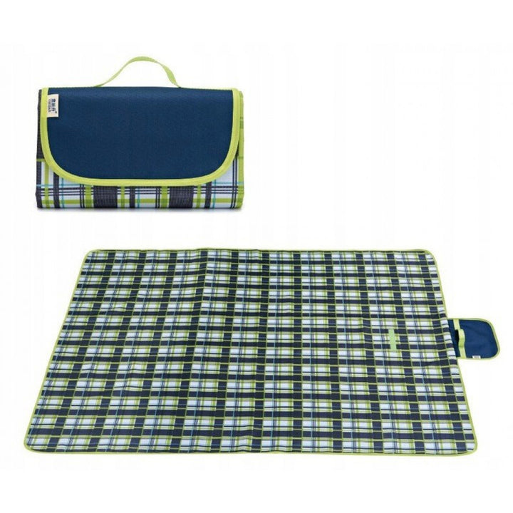 Strand/Picknickmat - Donkerblauw  Lichtgroen Geruit