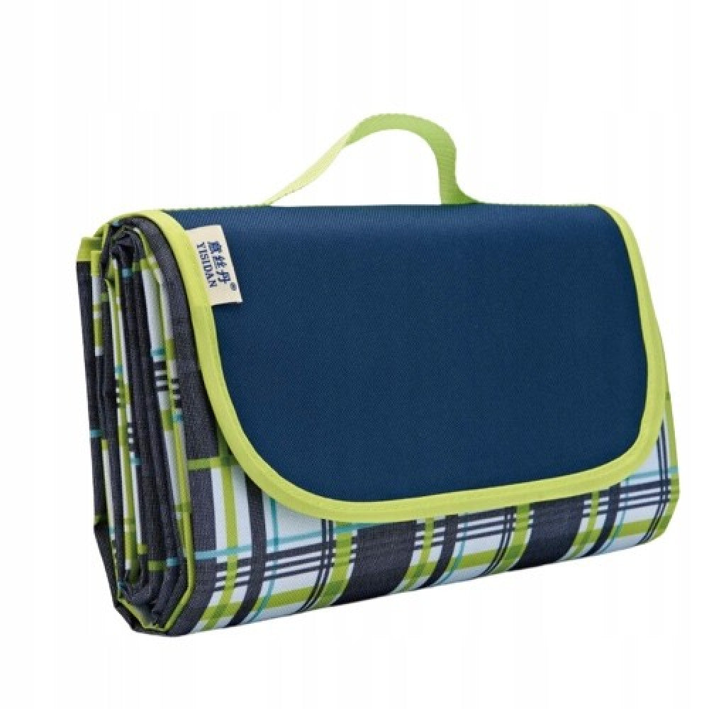 Strand/Picknickmat - Donkerblauw  Lichtgroen Geruit