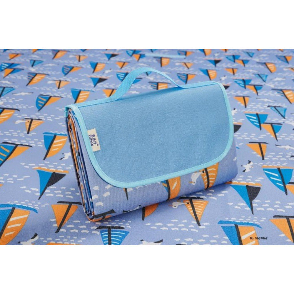 Strand/Picknickmat -Blauw Zeilboot Motief