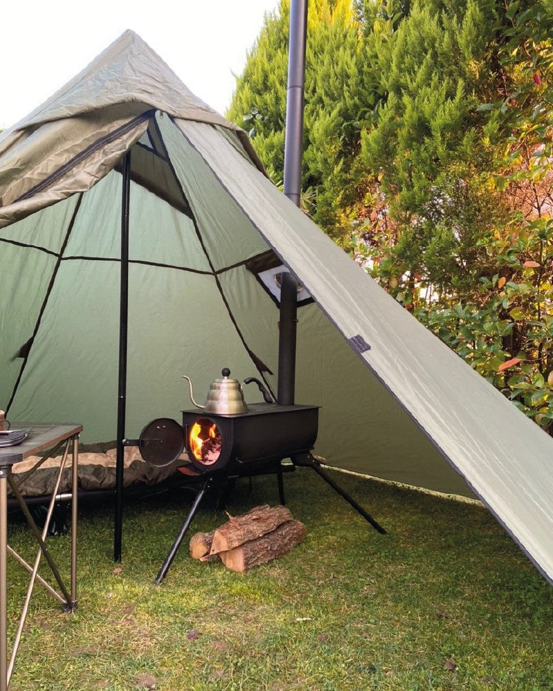 kachel in tent Mini Camping Houtkachel
